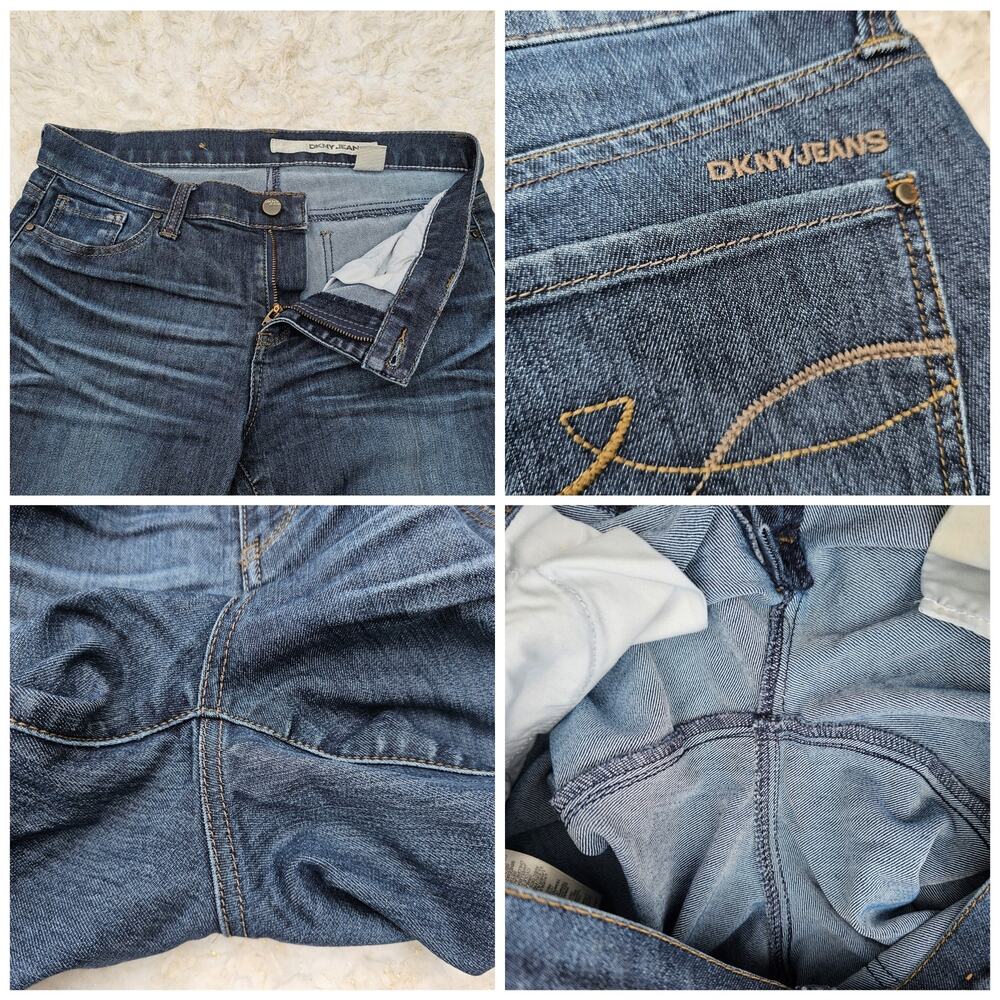 Denim Shorts DKNY Size 6 Dark Wash Stretch Bermuda Short Donna Karan New York - Picture 4 of 7